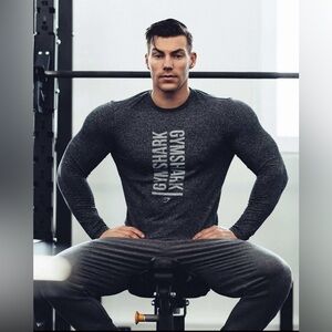 Gymshark Men's Charcoal Long Sleeve Tee